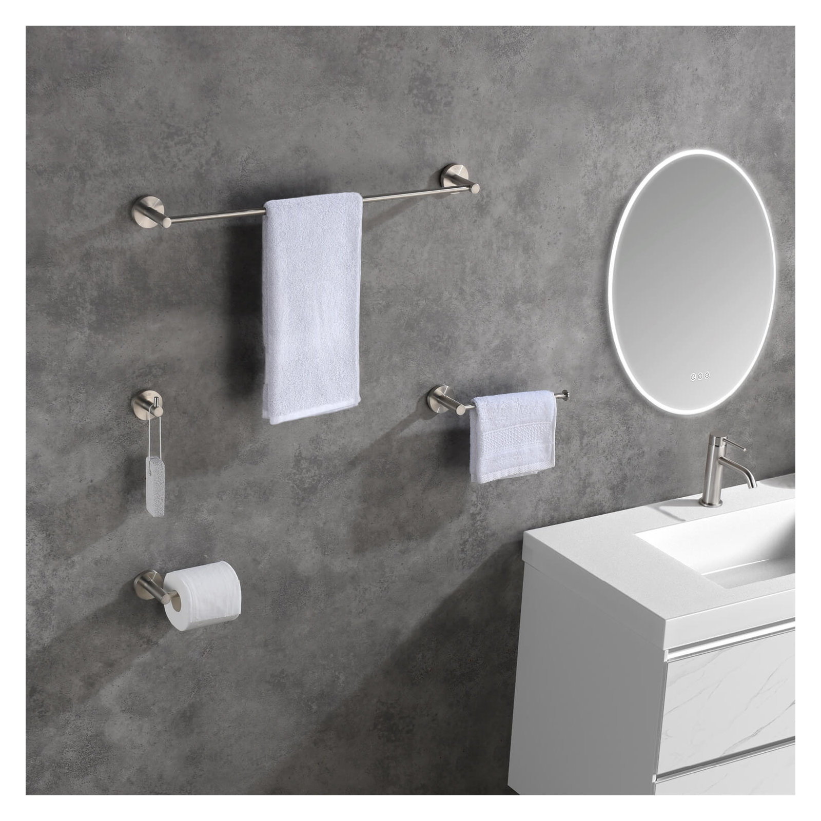 4 - Piece Bathroom Hardware Set, Brush Nickel