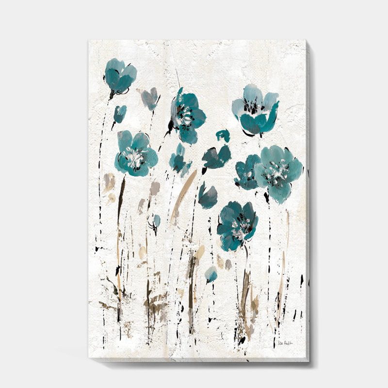 «Fields of Turquoise Watercolor Flower II», reproduction d'art sur toile tendue, H 32 po x l 24 po x P 1 po