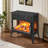 24" Freestanding Electric Fireplace Stove Heater With Remote Control And 3D Flame Effect-1087033863