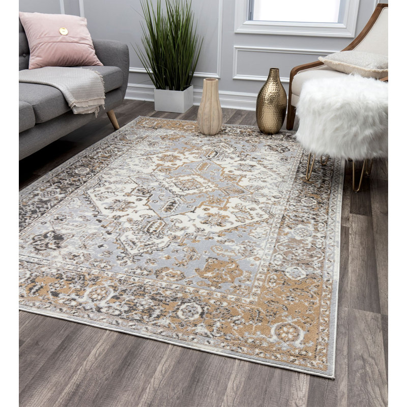 Oriental Grey Charm Area Rug, Rectangle 7' X 9'