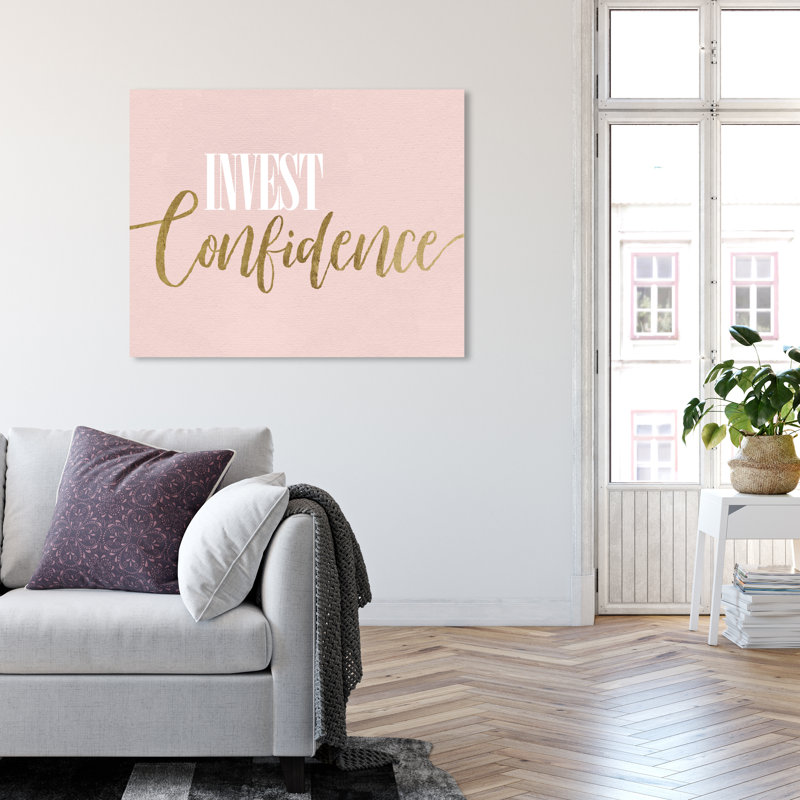 «Invest Confidence», reproduction d'art textuel, Toile tendue, H 20 po x l 24 po x P 1,5 po