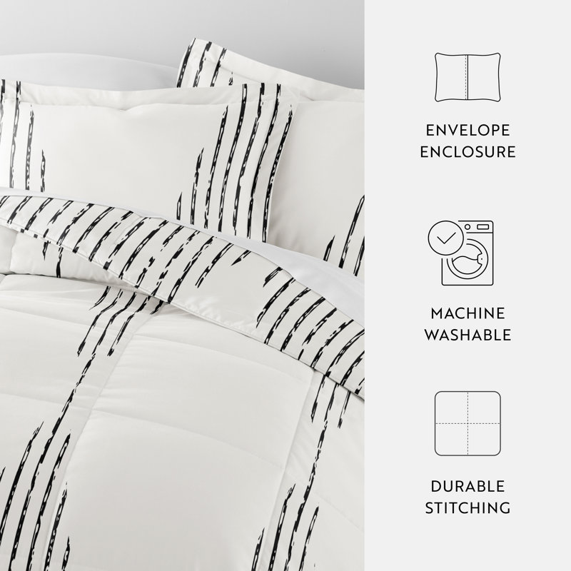 Comforter Set Patterned Microfiber All Season Down-Alternative Ultra Soft Bedding in Diamond Stripe