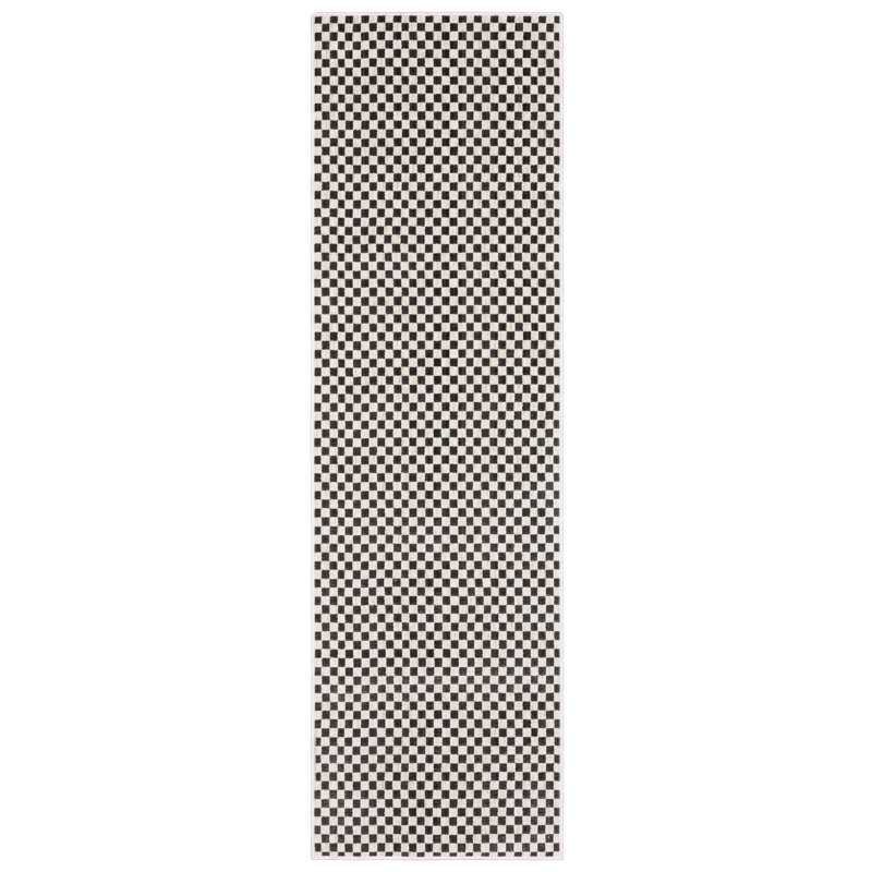 Tapis noir / ivoire Harlow, Tapis de couloir 2 pi 3 po x 7 pi 7 po
