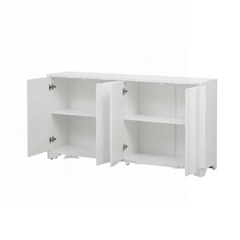 Console de rangement 59,7 "en bois avec 4 portes, Blanc