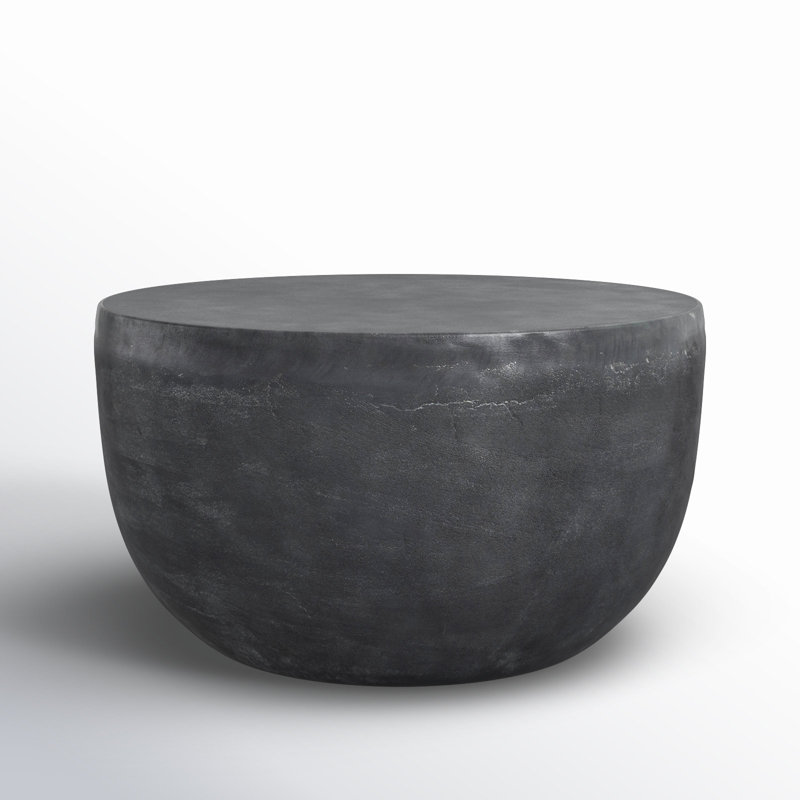 Basil Outdoor Round Side Table, Aged Gray