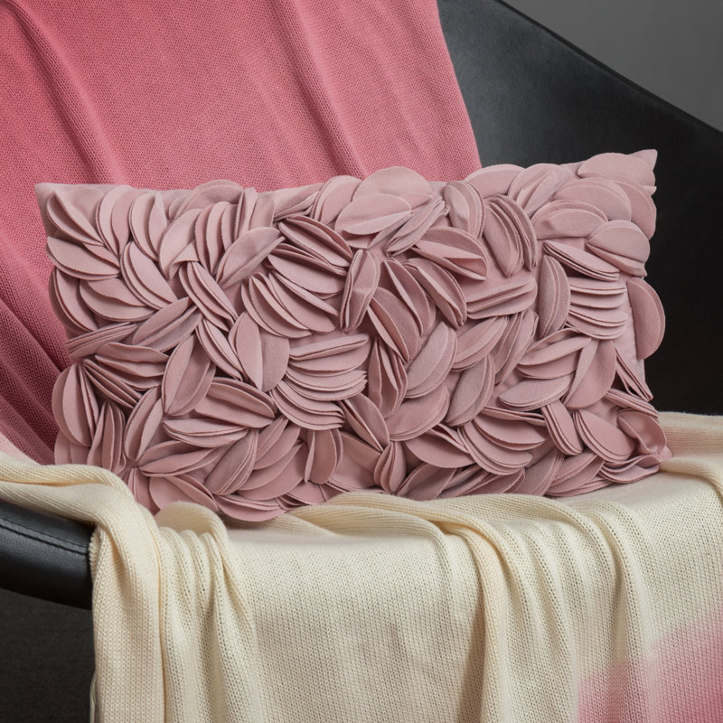 Housse de coussin brodée, Or rose - velours de polyester, Rectangle H 12 po x l 20 po