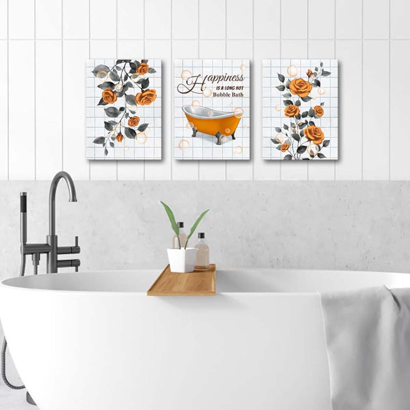3 Piece Wrapped Canvas Print, Orange