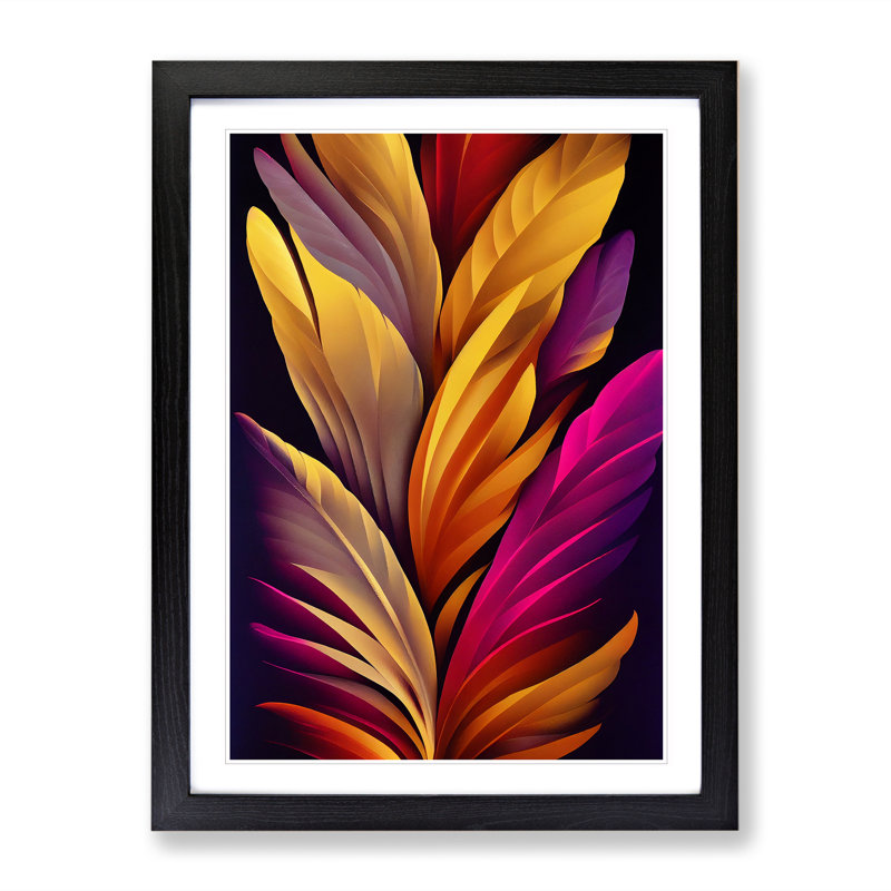Resplendent Feather - Wall Art, Black Framed, 66cm H x 48cm W, White