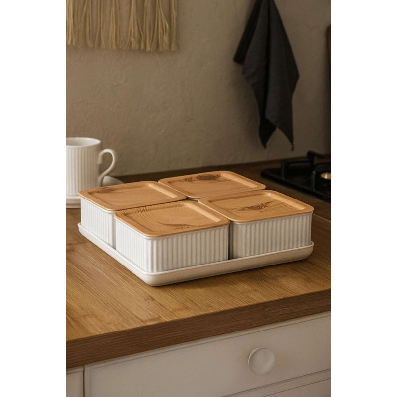Canister Set With A Serving Tray (4-Piece)