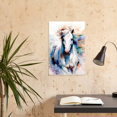 «Spiried White Horse Abstract Contemporary Horse Landscape Nature», reproduction d'art murale