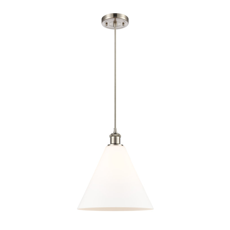 Luminaire suspendu conique à 1 lumière, Nickel satiné brossé