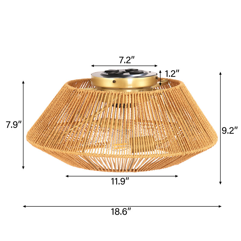Ventilateur de plafond en rotin à 6 vitesses Armelia avec ensemble d'éclairage et télécommande
