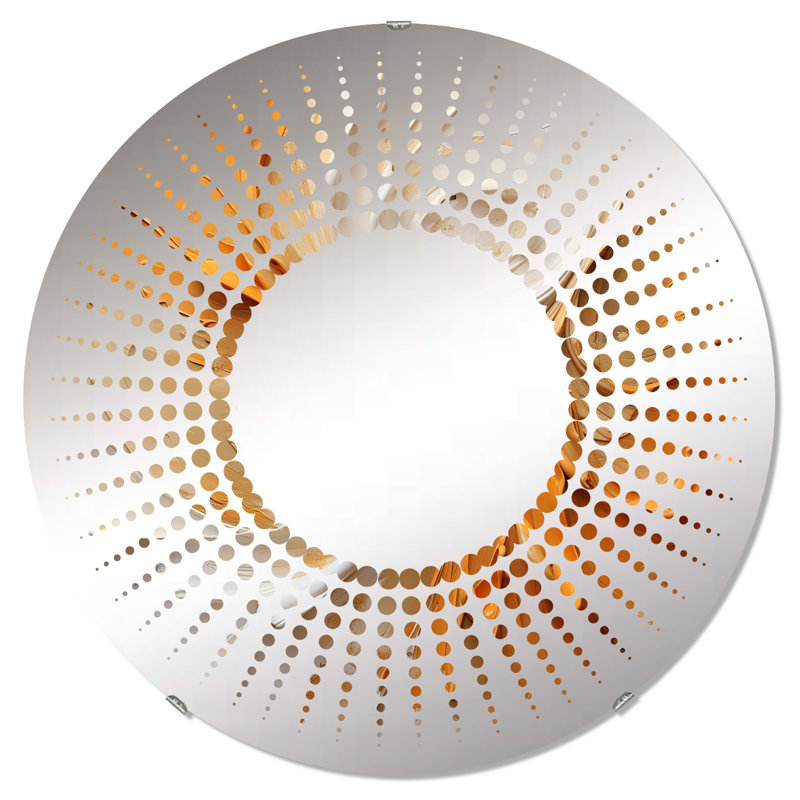 Doré et beige Soft Wave Paint II - miroir décoratif Starburst MIR109507 C, 23,6 po x 23,6 po