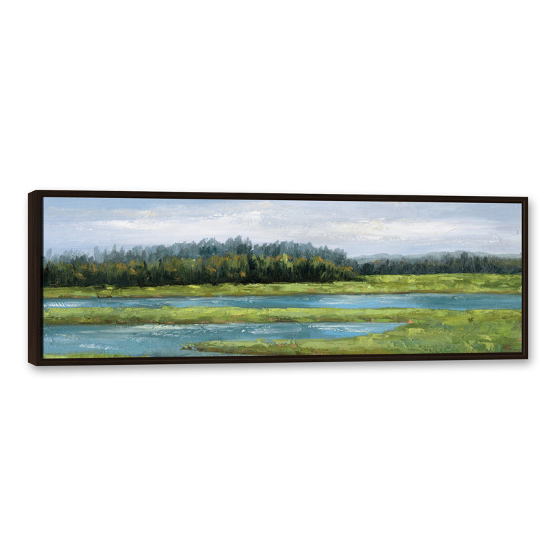 Les zones humides - Peinture, H 21,75 po x l 61,75 po x P 1,75 po, Toile brune avec cadre flottant