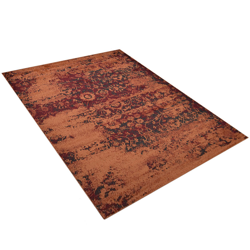 Bicknell Machine Made Heatset Polypropylene Area Rugs  - Rectangle, Orange Color, Contemporary Modern Design, Low Pile Machine Made Area Rugs for Living Room, Bed Room
