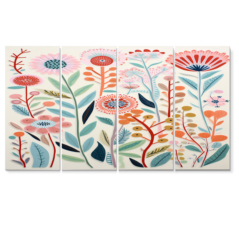 Ellicott - Botanicals, art mural 4 pièces, H 28 po x l 48 po
