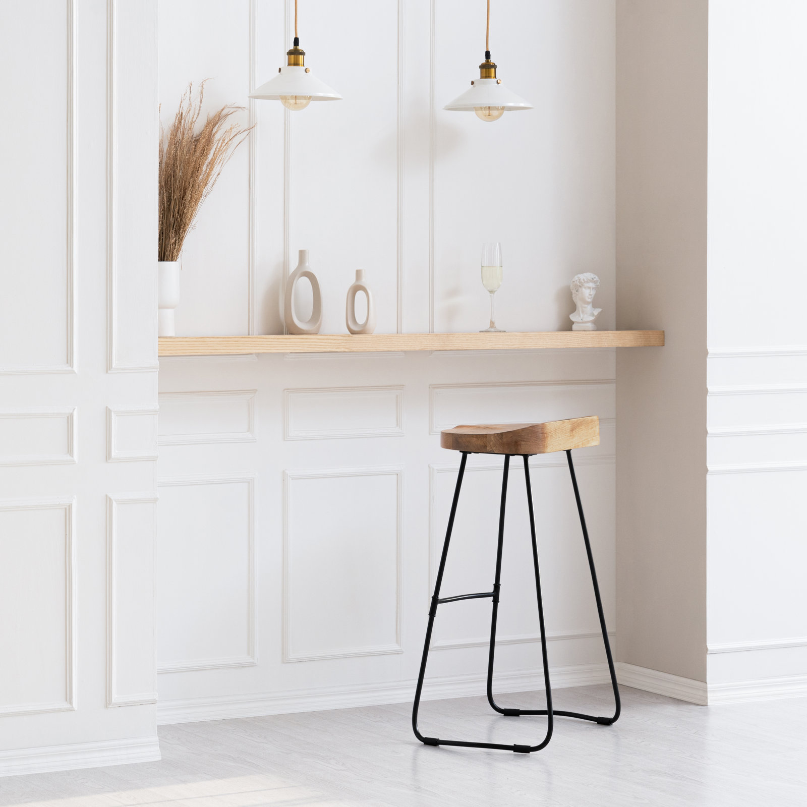 Geonna Solid Wood Stool, Natural, Bar Stool (30" Seat Height)