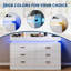 Commode 6 tiroirs avec bureau flottant et armoire de rangement avec prise de courant avec lumières à DEL, commode large avec station de charge, rangement pour chambre à coucher, garde-robe, salon-1089326902