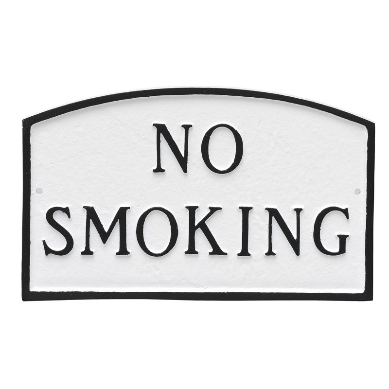 No Smoking Statement Garden Plaque, White/Black