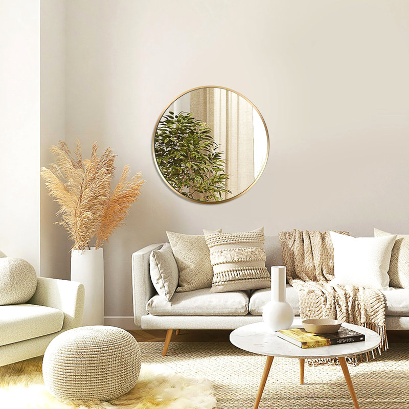 Miroir rond de salle de bain doré de 16 pouces - Style classique avec matériaux modernes de 16 po et look élégant, Doré