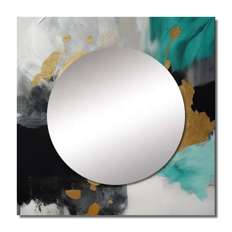 Pleine lune bonheur abstrait turquoise V - décoration murale abstraite carrée pour chambre à coucher, 36 po x 36 po