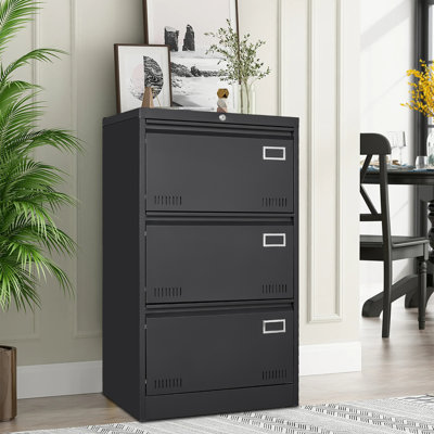 Maigon Modern and practical lockable filing cabinet with file hanging rod and business card holder suitable for office, study room, bedroom by Inbox Zero