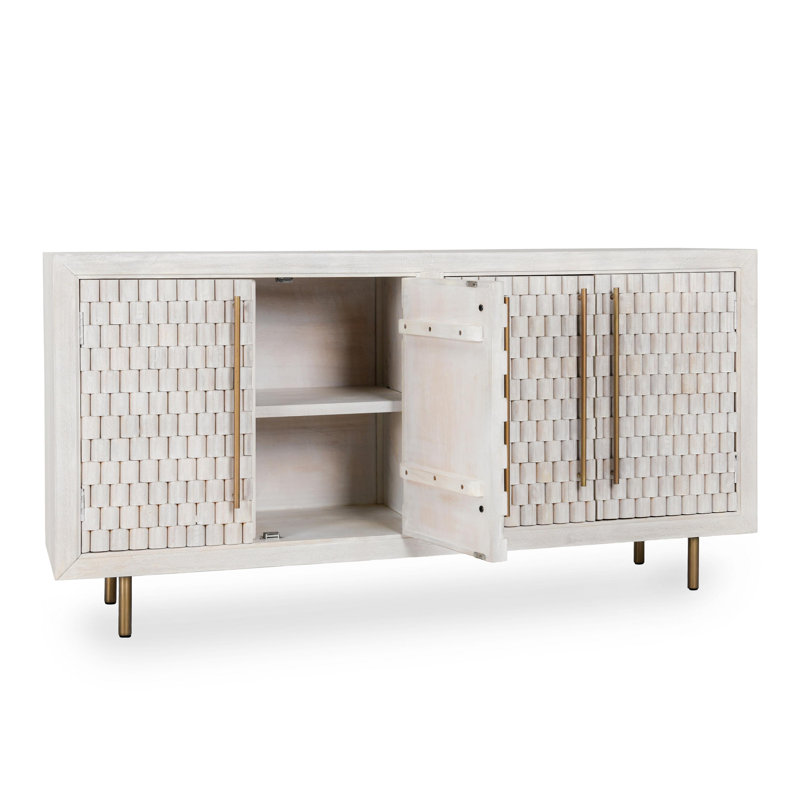 Abshire 76'' W Solid Wood Sideboard, White Wash