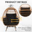 Très grand fauteuil pivotant à 360 °, rotin PEHD toutes saisons avec 4 coussins, capacité de 463 lb pour une utilisation intérieure / extérieure-330696440