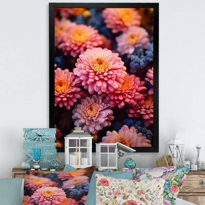 «Pink Yellow Mums Blossoms» sur toile