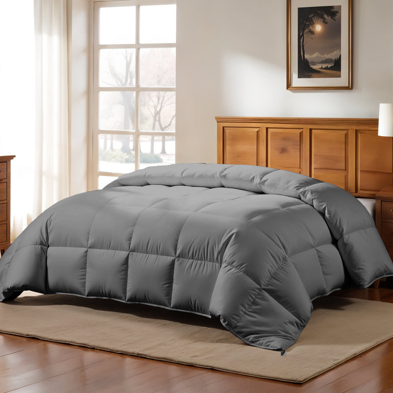 All Season Down Alternative Comforter Microfiber Duvet Insert with Corner Tabs, Gray, Twin