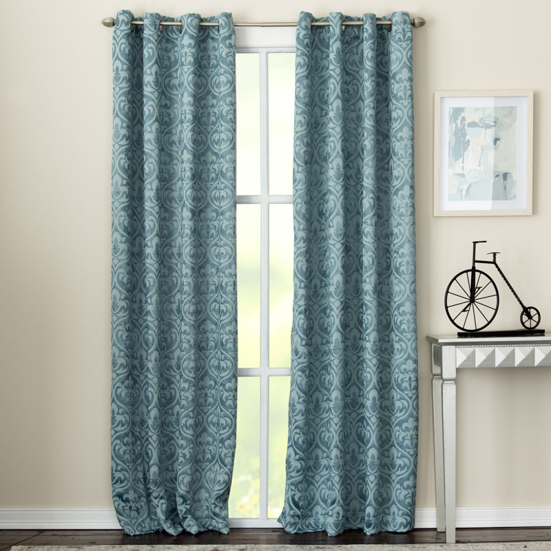 Burslem 100 Polyester Room Darkening Triple Weave Geometric Print Curtain Panel with Grommet Top , 50" W x 84" L, Tral