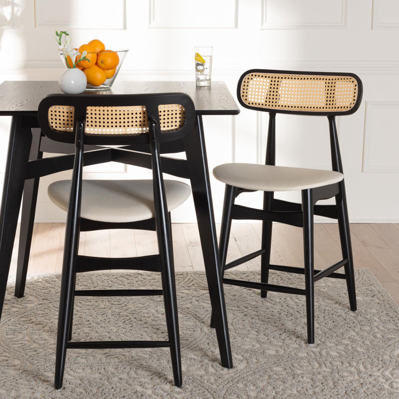 Tabouret de comptoir 24 po Bianey, Noir, Crème