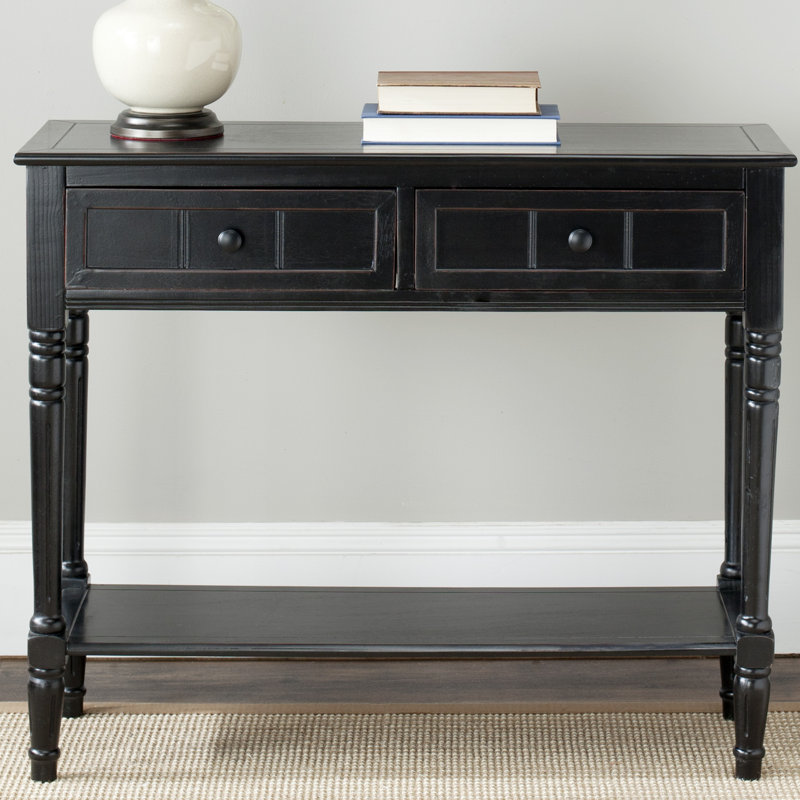 Brookshire 30.48 cm Solid Wood Top Console Table, Aged Black