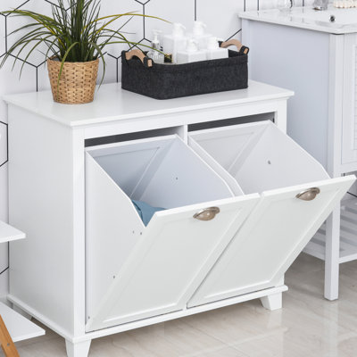 Armoire de salle de bain blanche inclinable à partir de - Trieur de linge Ample rangement pour les serviettes et les accessoires, vers les déversements d'eau surplombant l'armoire 30 po x 15,92 po x 27,5 po