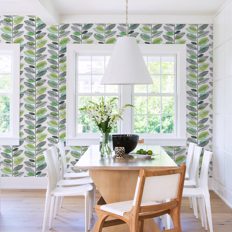 Papier peint feuilles vertes Araina, Vert