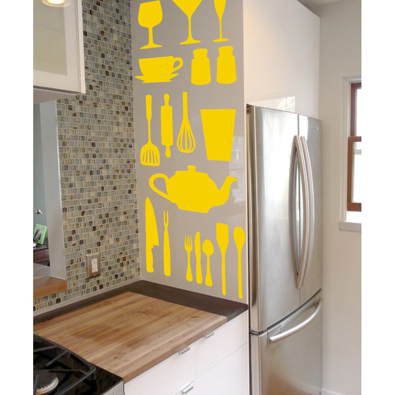 Décalcomanie murale de cuisine, H 51 po x l 40 po x P 0,01 po, Jaune clair
