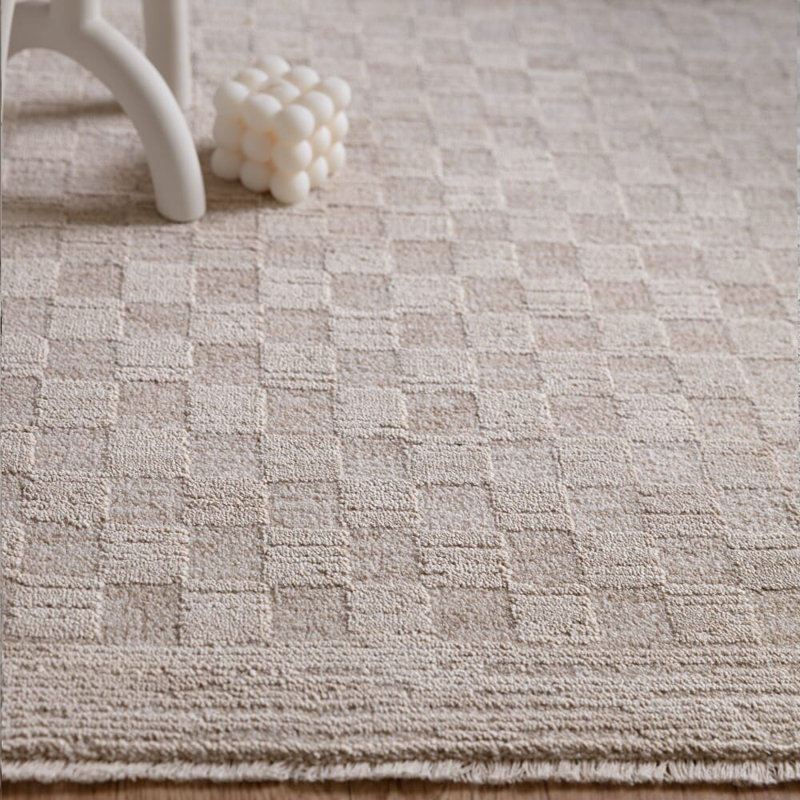 Asiatic Laurent Chequered Beige Area Rug, Rectangle 200 x 300 cm