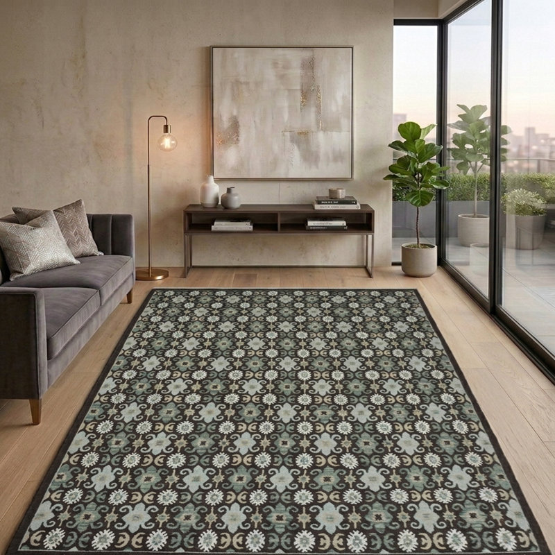 Tapis d'intérieur oriental multicolore en laine noué à la main