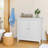 White Double Door Storage Cabinet, Mid-Century Modern Freestanding Buffet Cabinet, Bathroom Storage Cabinet With Silver Knobs For Living Room, Kitchen, Bathroom, Hallway