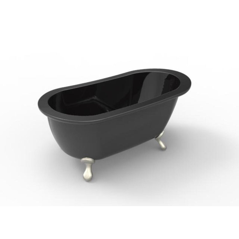Annette 65'' x 36'' Freestanding Soaking Solid Surface Bathtub, Satin Brass, Black