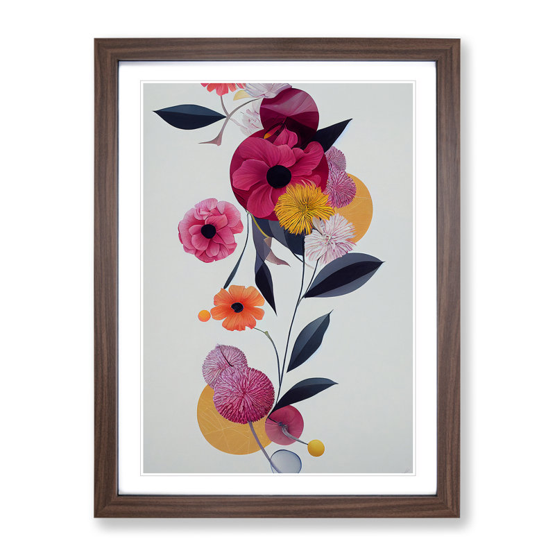 The Eccentric Flowers - Framed Print, Walnut, 46cm H x 34cm W x 2cm D