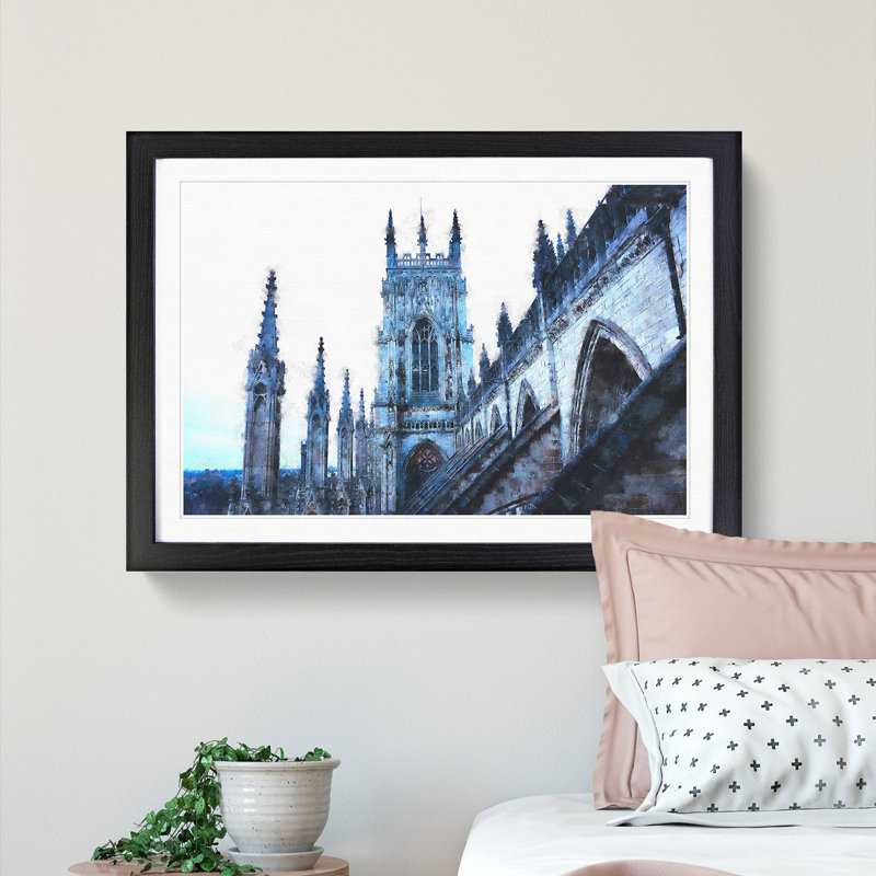 York Minster - Picture Frame Painting Print, 36cm H x 48cm W x 2cm D, Black Framed