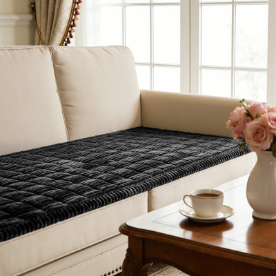 Soft Couch Cover For Dogs, Washable Pet Friendly Couch Covers, Non Slip And Thick Sofa Slipcover, Furniture Protector Mat For Pet(27.6"*59.1",Black)