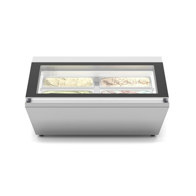 Présentoir à crème glacée de comptoir 31 po avec 4 casseroles et pare-étincelles en acier inoxydable