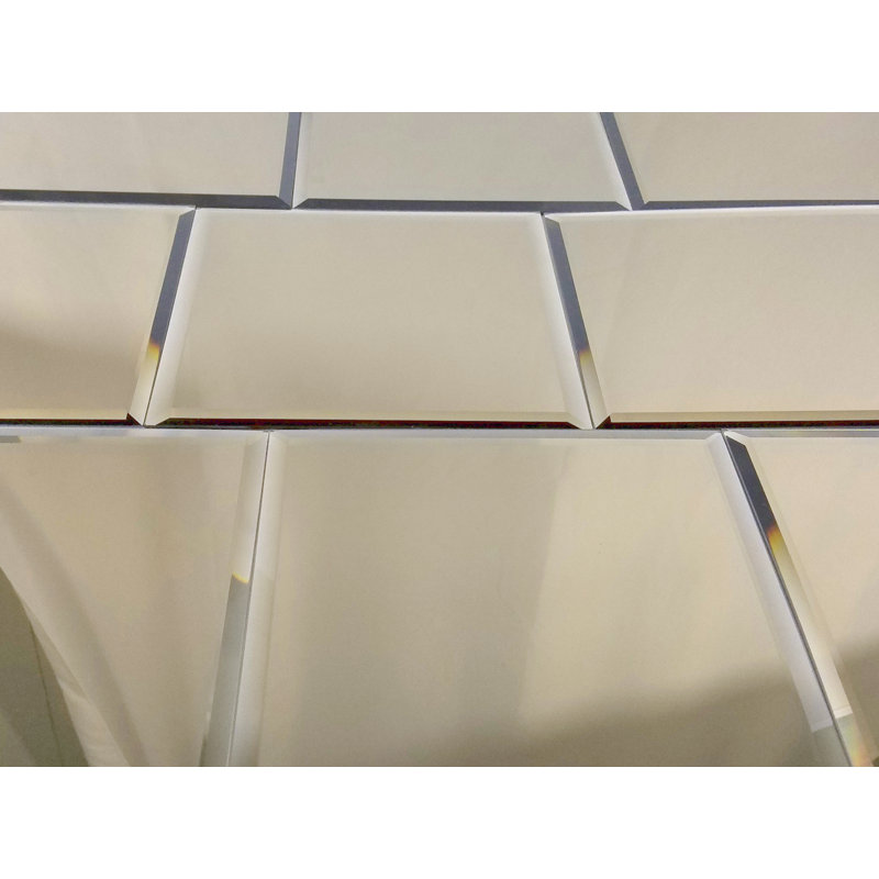 Reflections 8 in. x 8 in. Diamond Grade Glass Mirror Beveled Large Format Square Decorative Kitchen & Bathroom Wall Tile