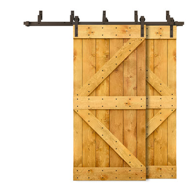 Porte de grange double à panneaux en bois teinté K Series