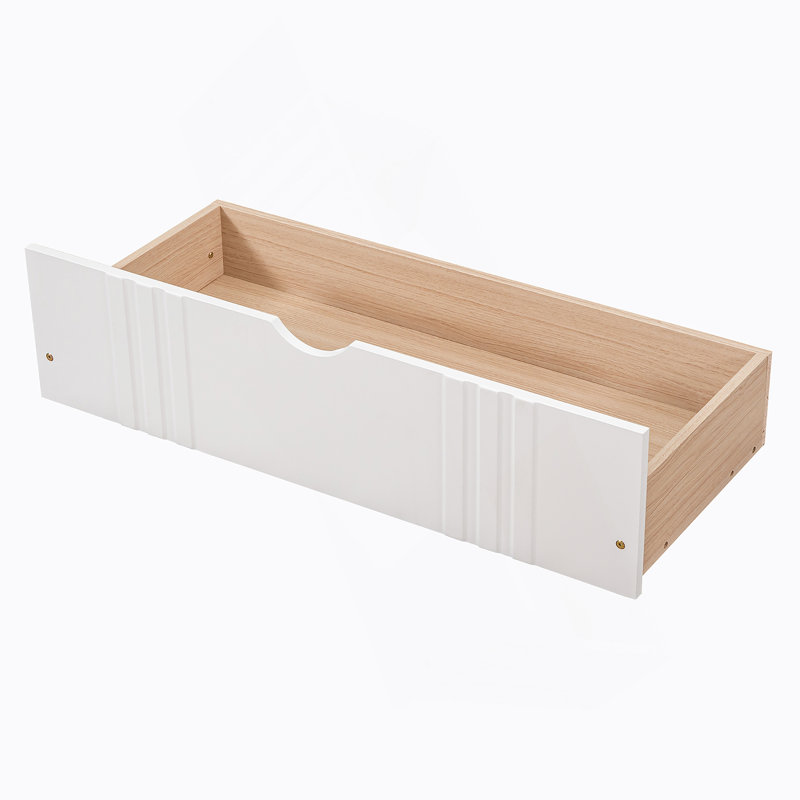 Daybed Wood Bed with Two Drawers, White