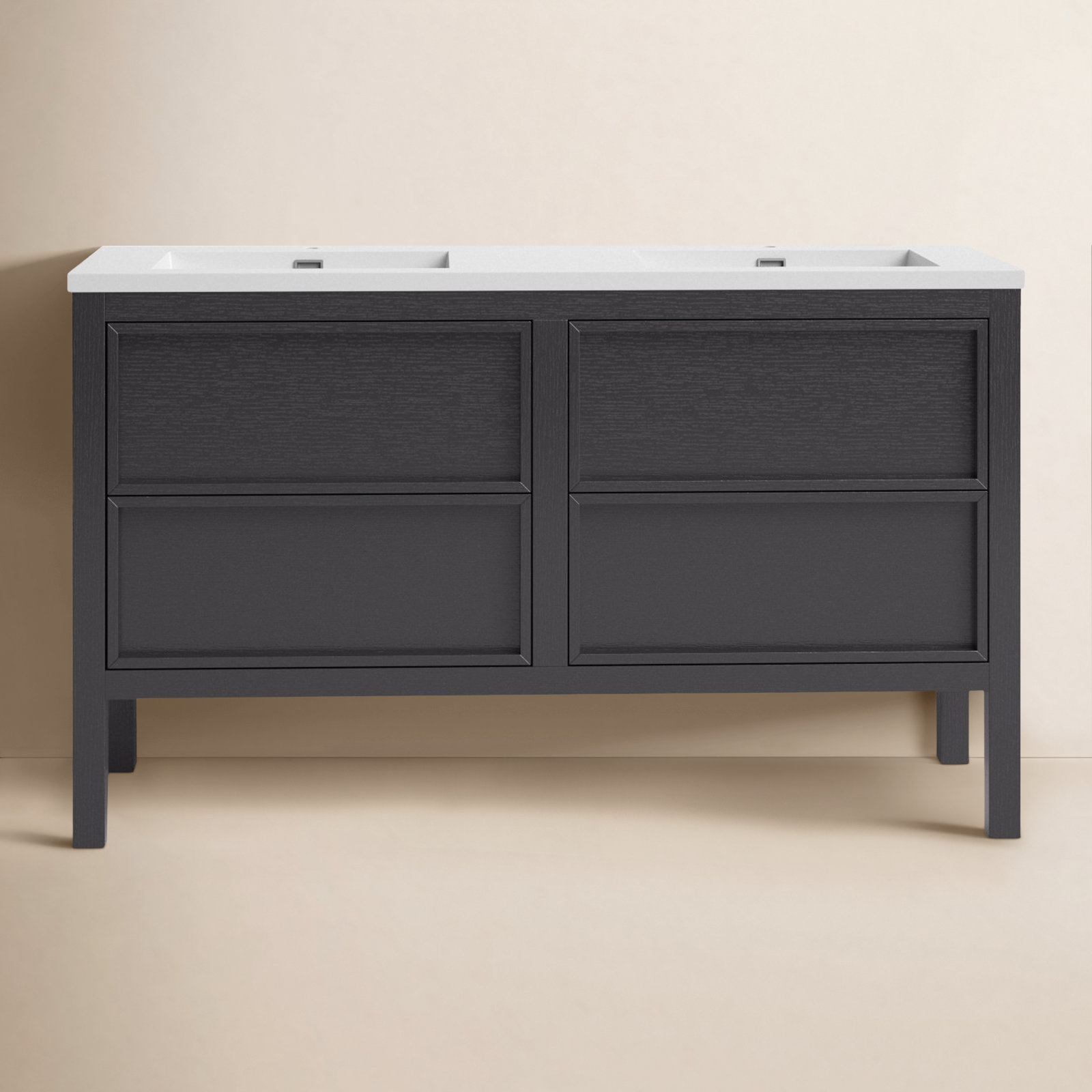 Gonzalo 55'' Double Bathroom Vanity, Charcoal