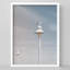 "Nautical Bird On Beach Pier Lamp Cloudy Sky Nature Illustration Small Decor Modern Art Work"-101376810-101376812