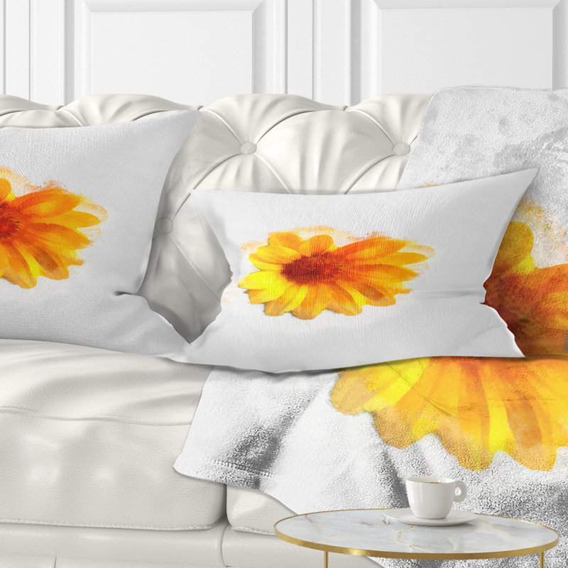 Coussin lombaire d’esquisse floral aquarelle coreopsis